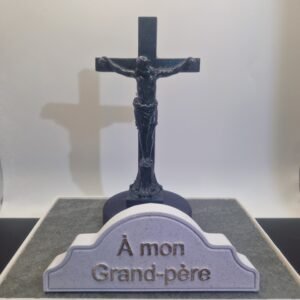Plaque funéraire Croix du Christ personnalisée